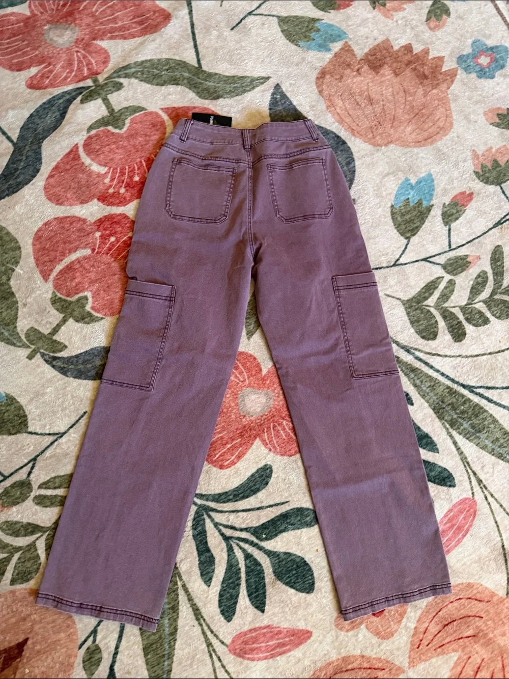 Flamingals Straight Leg Cargo Pants Purple NWT